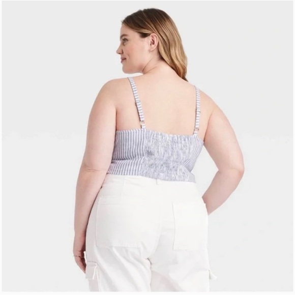 Universal Thread Linen Blue Striped Tank Top - Picture 2 of 6